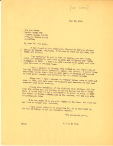 Letter from W. E. B. Du Bois to Johann von Leers