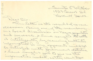 Letter from S. E. Whitaker to W. E. B. Du Bois