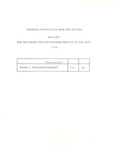 Ballot for the Award for Distinguished Service to the Arts, 1954