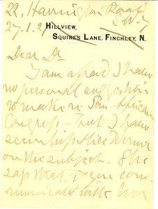 Letter from Frances Hoggan to W. E. B. Du Bois