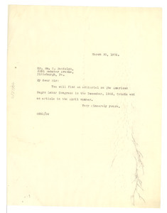 Letter from W. E. B. Du Bois to William S. Randolph
