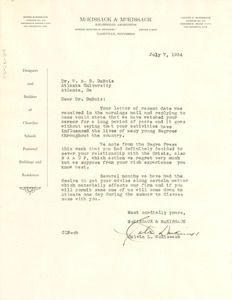 Letter from Calvin L. McKissack to W. E. B. Du Bois