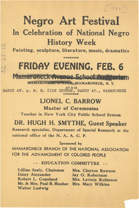 NAACP Mamaroneck Branch Negro Art Festival announcement