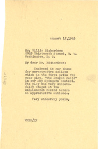 Letter from W. E. B. Du Bois to Willis Richardson