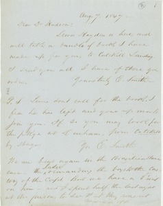 Letter from E. Smith to Erasmus Darwin Hudson