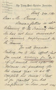 Letter from D. A. Budge to Jacob T. Bowne, ca. August 24 , 1891)