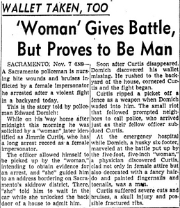 'Woman' Gives Battle, But Proves to Be Man