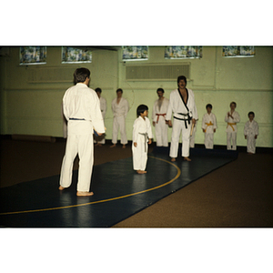 Men and boys in a martial arts class