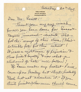 Letter from Helena Dudley to Robert Morss Lovett, August 20, 1927