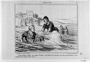 - Voyons, bobonne..., n'agace pas comme ça la mer...., elle n'aurait qu'à devenir tout d'un coup méchante et nous n'aurions pas le temps de nous sauver!....