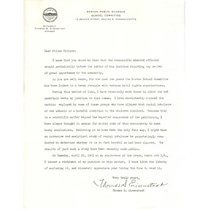 Letter from Thomas S. Eisenstadt.