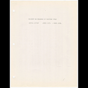 Portion of annual report for Roxbury Goldenaires, April 1973- April 1974