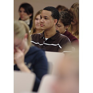 Odalis David Polanco listens in his Peoples and Cultures class