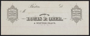 Billhead for Louis P. Ober, importer, 4 Winter Place, Boston, Mass., ca. 1870