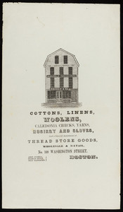 Handbill for Shorey & Co., thread store goods, No. 168 Washington Street, Boston, Mass., undated