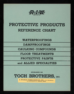 Protective products reference chart, Toch Brothers, Inc., New York, New York