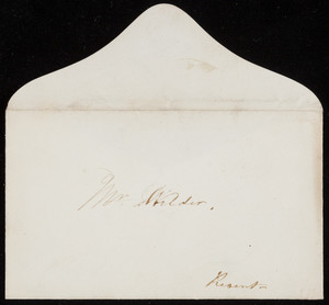 Envelope addressed to Mr. Wilder, location unknown, undated