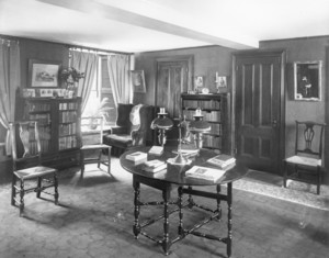 Interior view of possibly the library, Spencer-Peirce-Little House, Newbury, Mass.