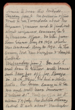 Thomas Lincoln Casey Notebook, May 1893-August 1893, 29, Louisa to hear the Mikado