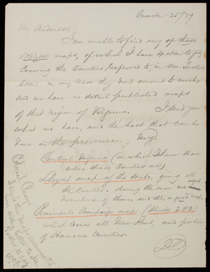D. C. to Anderson, March 25, 1879; W. A. A. to Thomas Lincoln Casey, undated [March 1879]. 1