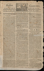 The Boston-Gazette, and Country Journal, 6 January 1772