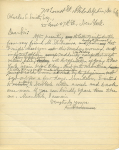 Letter from Benjamin Smith Lyman to Charles S. Smith