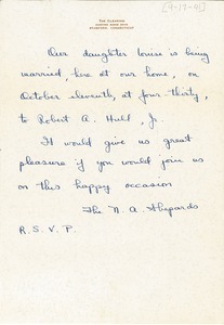 Invitation from N. A. Shepard to Charles L. Whipple