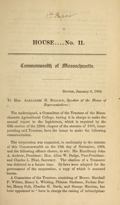 House... No. 11, Commonwealth of Massachusetts [First annual report of the Massachusetts Agricultural College]