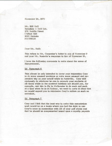 Letter from Mark H. McCormack to Bill Hall