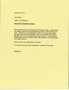 Memorandum from Mark H. McCormack to Doc Giffin