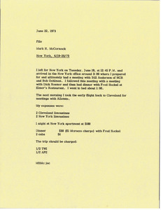 Memorandum from Mark H. McCormack to travel file