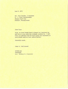 Letter from Mark H. McCormack to Tony Jacklin