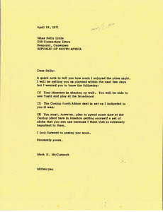 Letter from Mark H. McCormack to Sally Little