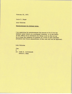 Memorandum from Judy Chilcote to Louis C. Zager