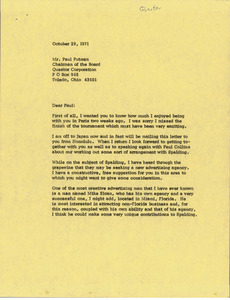 Letter from Mark H. McCormack to Paul Putnam