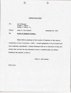 Memorandum from Mark H. McCormack to Jay Michaels, Robert S. Burton and Arthur J. Lafave