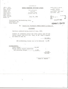 Pebble Beach trademark invoice