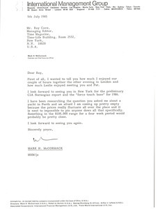 Letter from Mark H. McCormack to Ray Cave