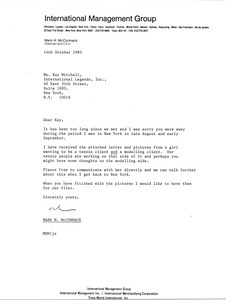 Letter from Mark H. McCormack to Kay Mitchell
