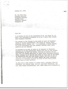 Letter from Mark H. McCormack to Lim Chin Beng