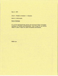 Memorandum from Mark H. McCormack to John Webber and Alastair J. Johnston