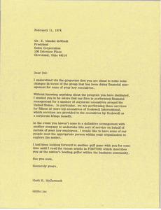 Letter from Mark H. McCormack to E. Mandel deWindt