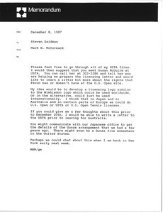 Memorandum from Mark H. McCormack to Steven Seidman