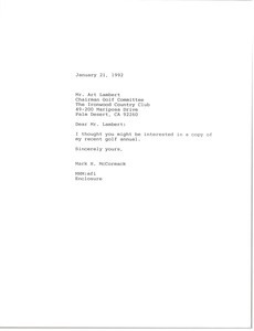 Letter from Mark H. McCormack to Art Lambert