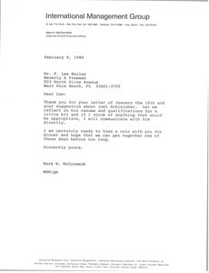 Letter from Mark H. McCormack to F. Lee Bailey