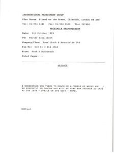 Fax from Mark H. McCormack to Walter Sawallisch
