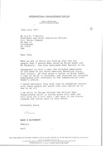 Letter from Mark H. McCormack to A. J. F. O'Reilly