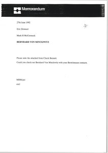 Memorandum from Mark H. McCormack to Eric Drossart