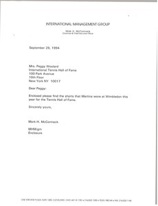 Letter from Mark H. McCormack to Peggy Woolard