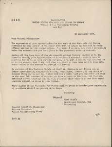 Letter from United States Strategic Air Forces in Europe to Dwight D. Eisenhower, Allied Expeditionary Forces
